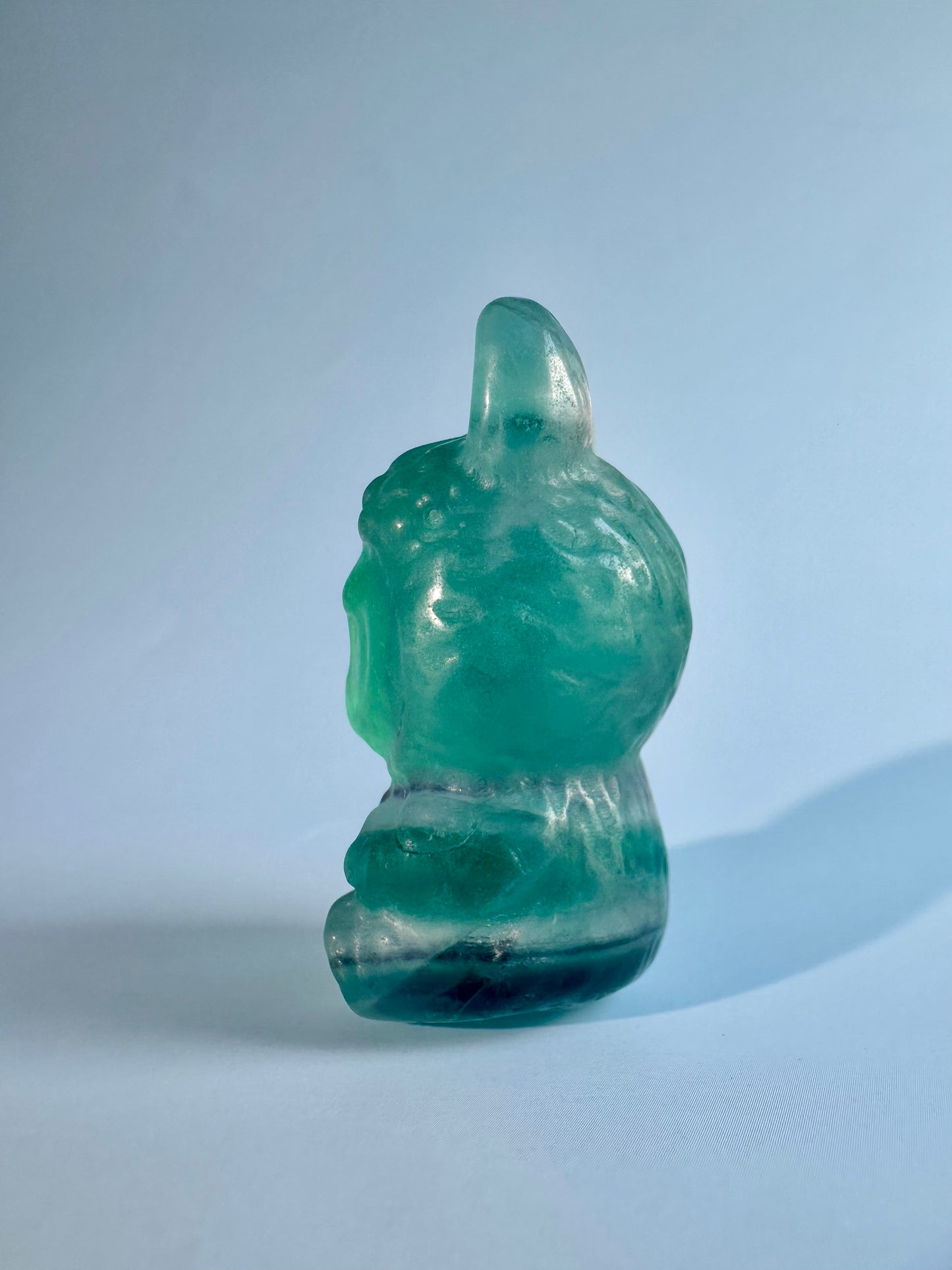 Rainbow Fluorite Sitting Lafufu Kawaii Forest Spirit Figurine Carving - A