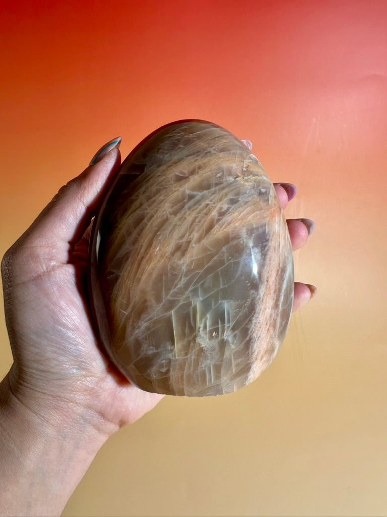 Peach Moonstone Standing Freeform – Option E | Collector Crystal, Emotional Healing & New Beginnings