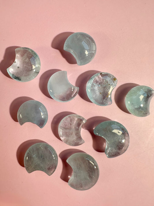 Teeny Aquamarine Crescent Moon