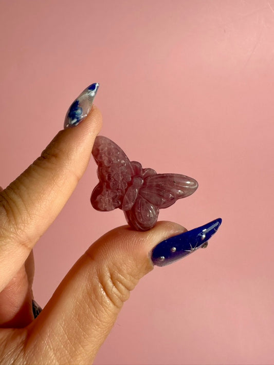 Purple Rose Quartz Butterfly | Crystal Carving