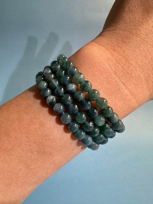 6mm Blue Water Jade Beaded Bracelet