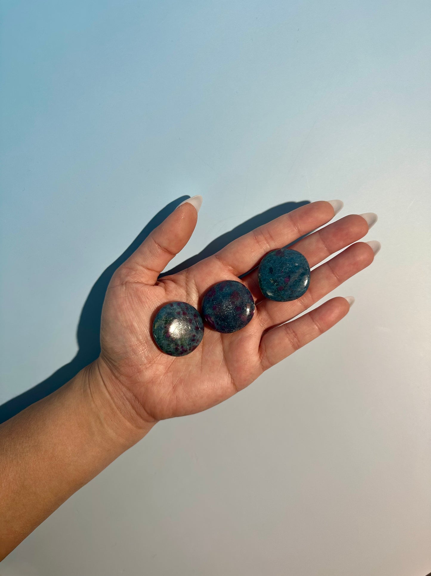 Ruby Kyanite Mini Round Flat Palm