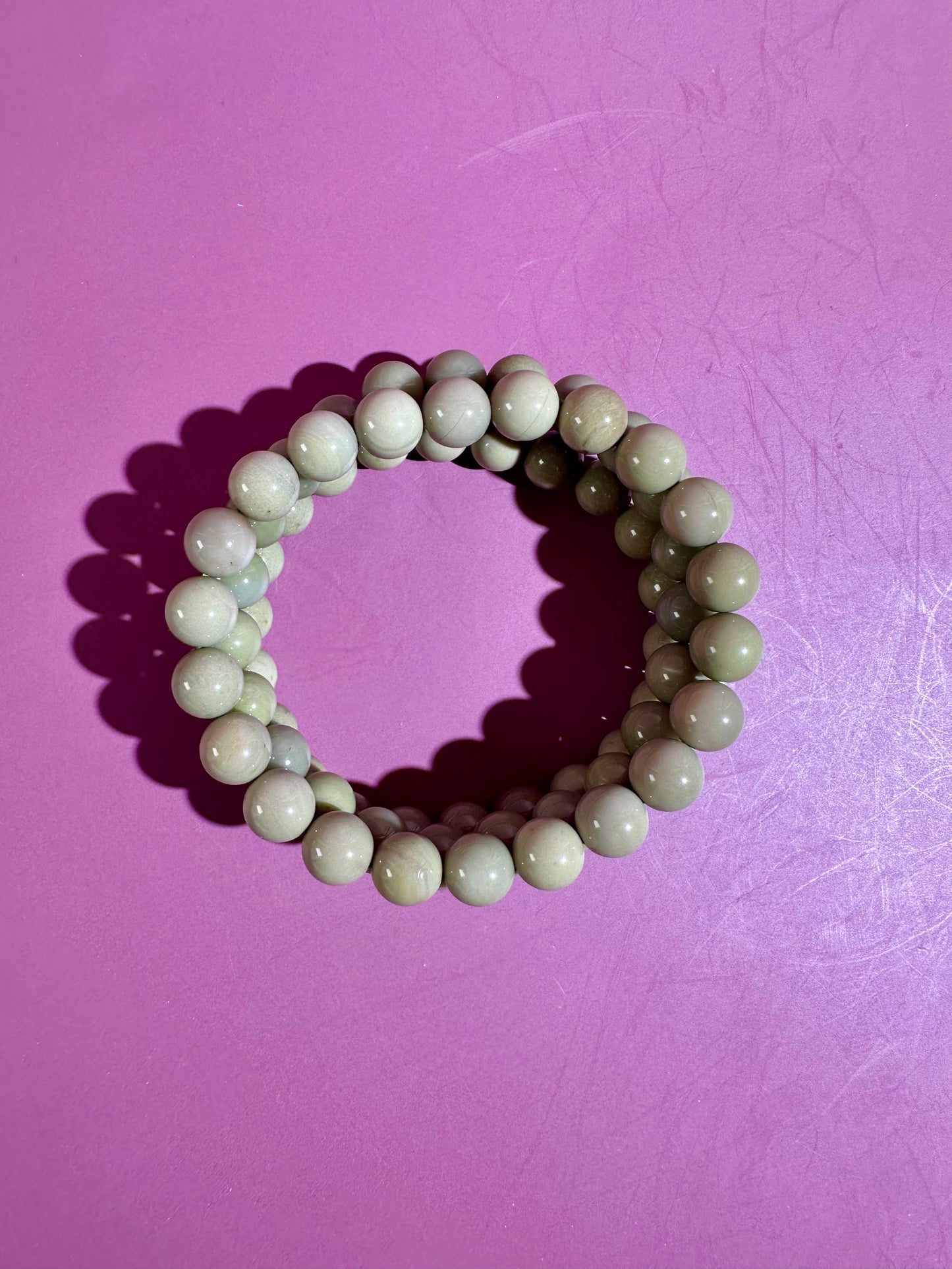 8mm Avocado Alashan Agate Beaded Bracelet | Grounding, Growth & Harmony Energy