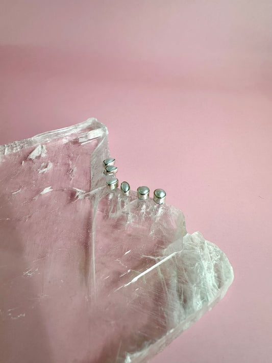 925 Sterling Silver Pearl Bezel Stud Earrings