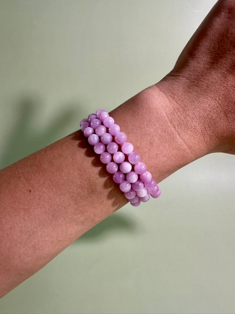 6mm Kunzite Beaded Bracelet | Pink Gemstone Jewelry