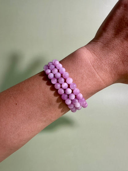 6mm Kunzite Beaded Bracelet | Pink Gemstone Jewelry