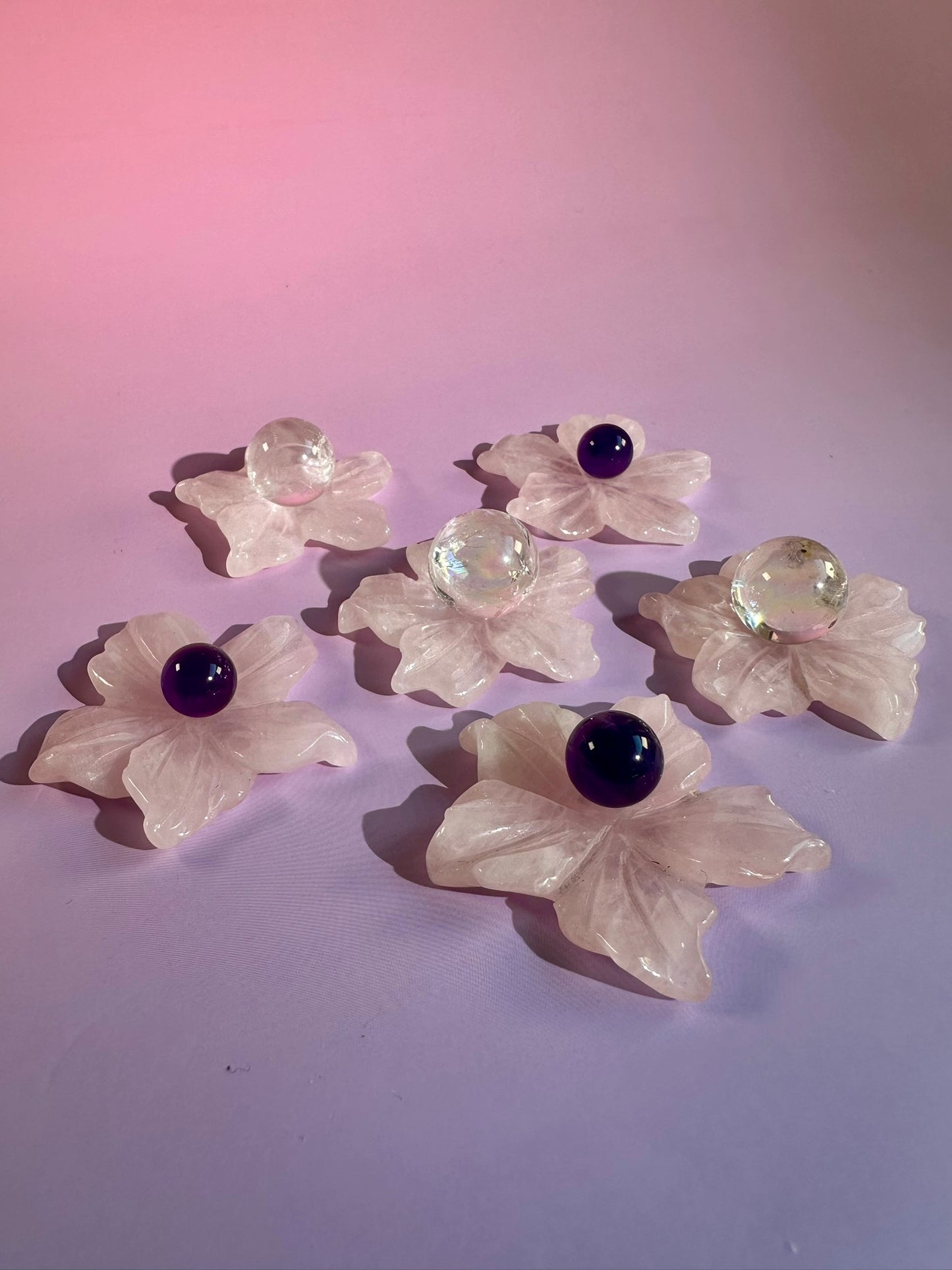 Rose Quartz Flower Sphere Holder