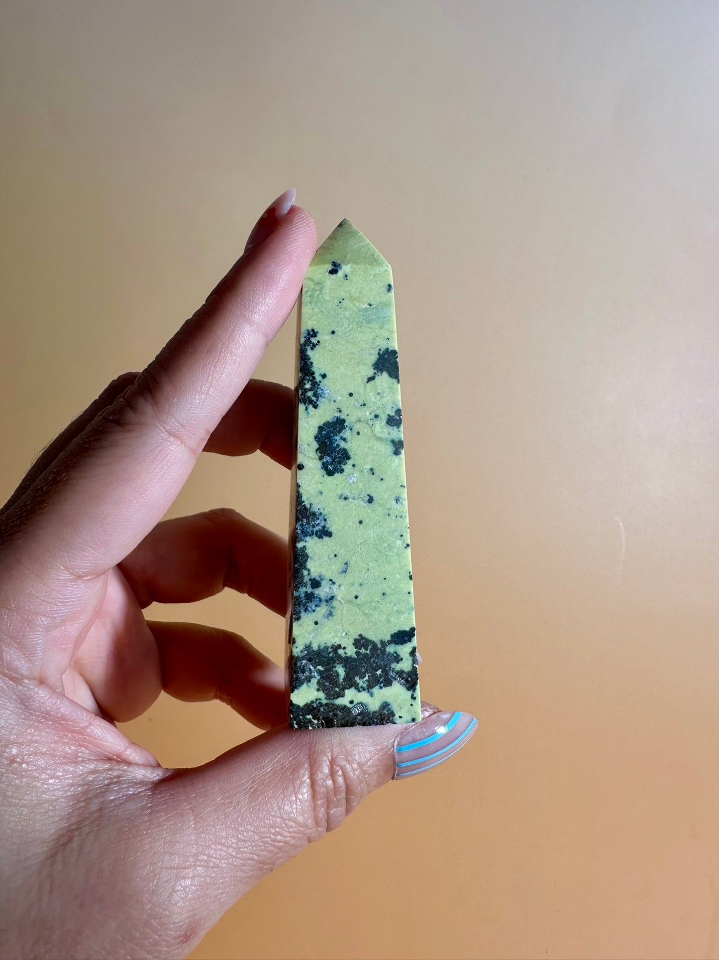 Serpentine with Pyrite Tower (Peru) Option D | Growth, Protection & Prosperity Crystal