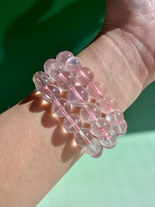 10mm Star Rose Quartz Beaded Bracelet