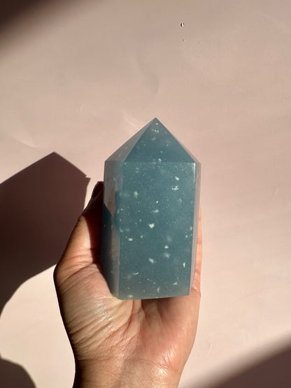 Large Peruvian Snowflake Angelite Tower - C