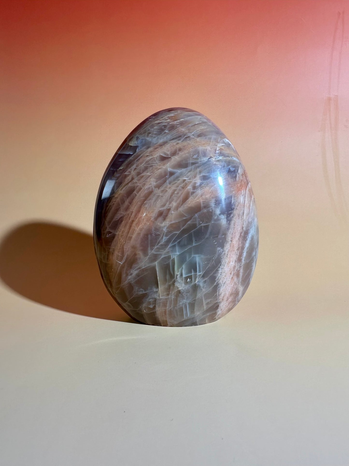 Peach Moonstone Standing Freeform – Option E | Collector Crystal, Emotional Healing & New Beginnings