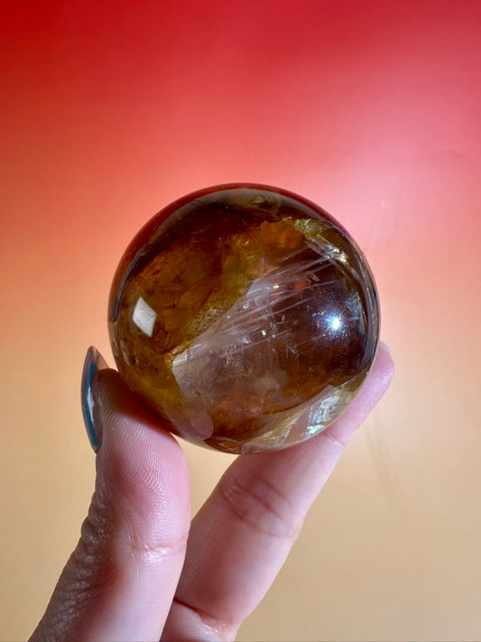 Golden Healer Sphere – Option A | Healing, Spiritual Growth & Positive Energy Crystal