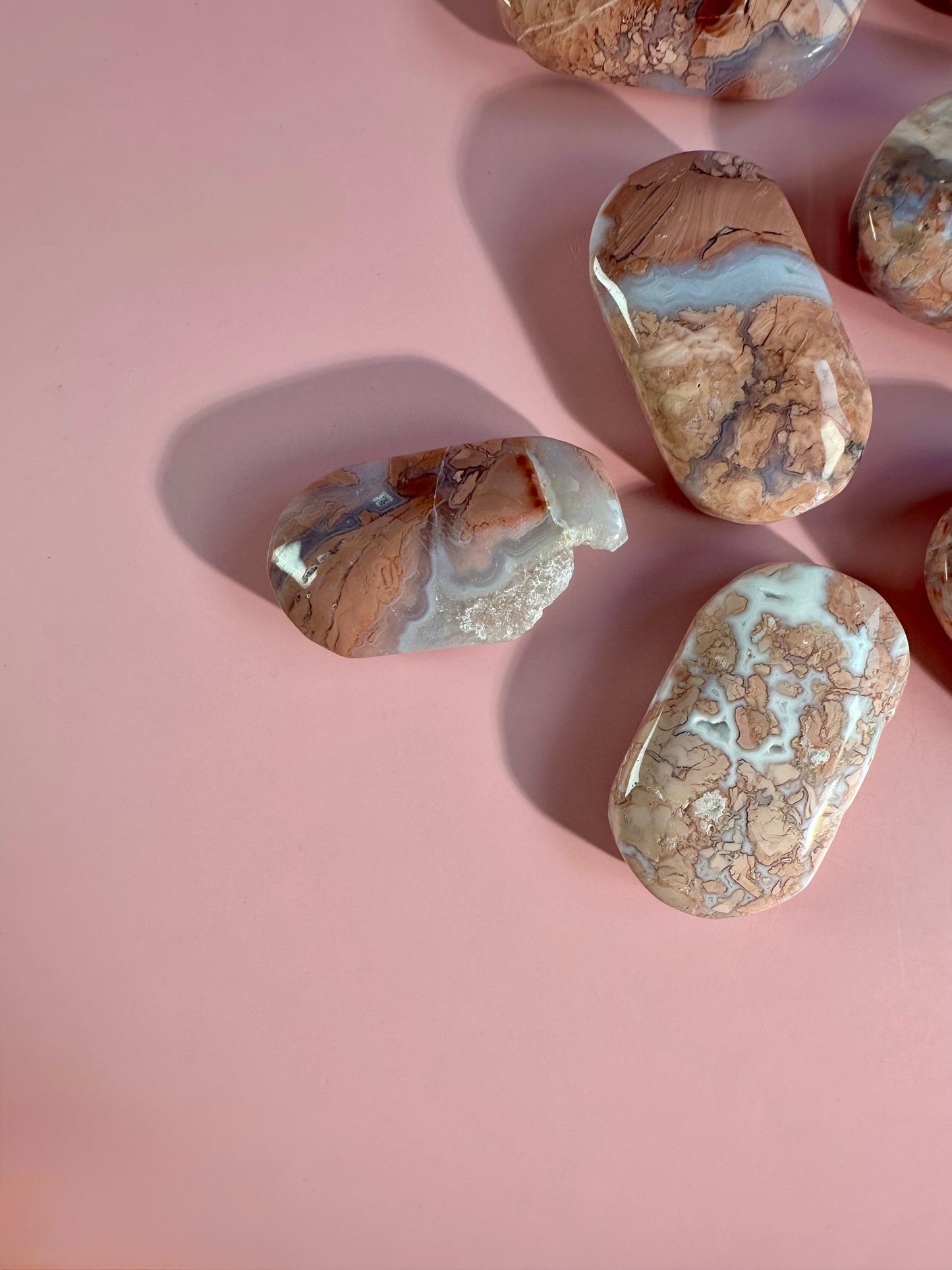 Pink Cotton Candy Agate Palm Stone