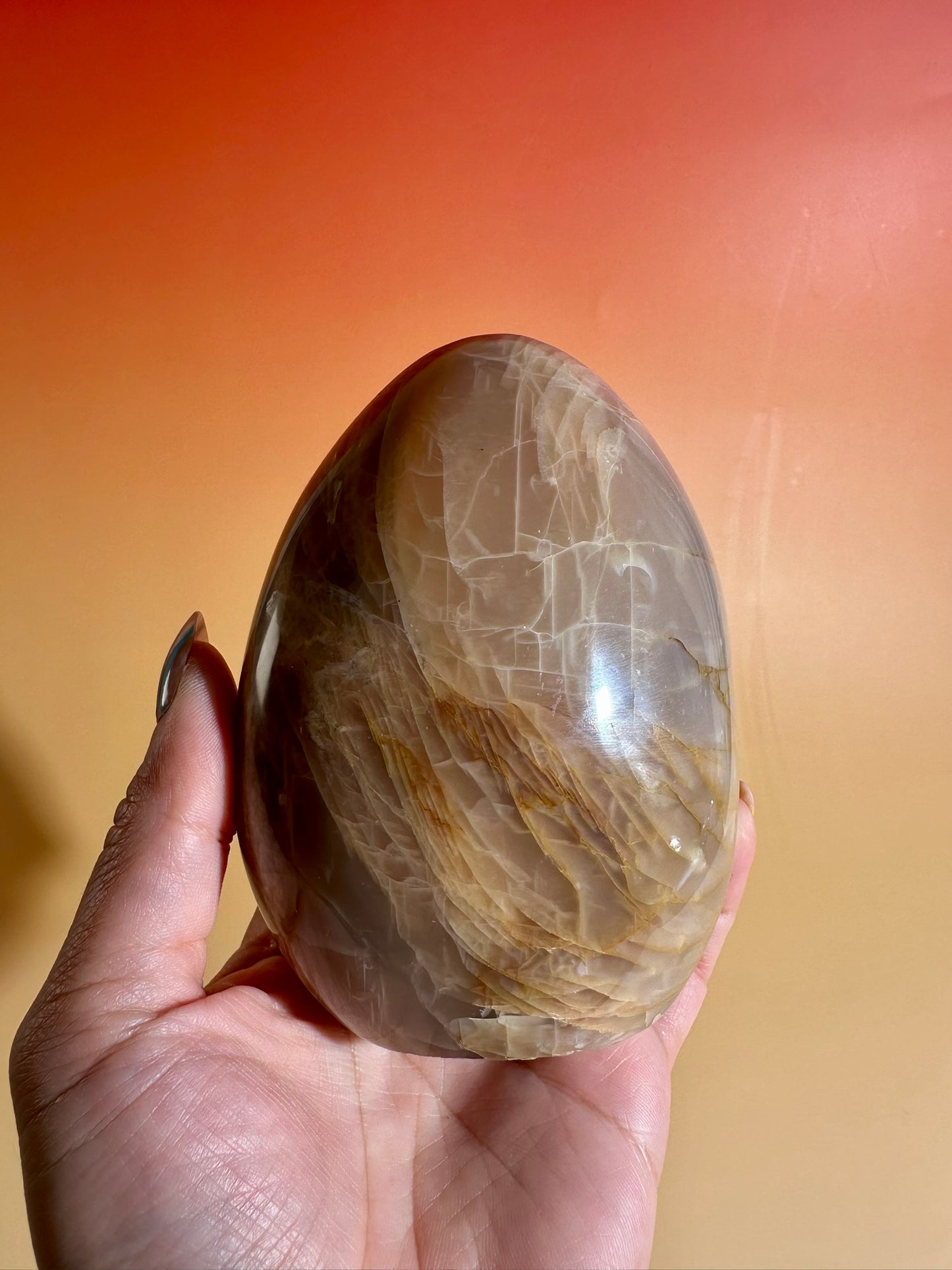 Peach Moonstone Standing Freeform – Option E | Collector Crystal, Emotional Healing & New Beginnings