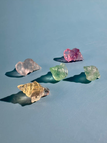 Mini Rainbow Fluorite Shell | Ocean Crystal Carving