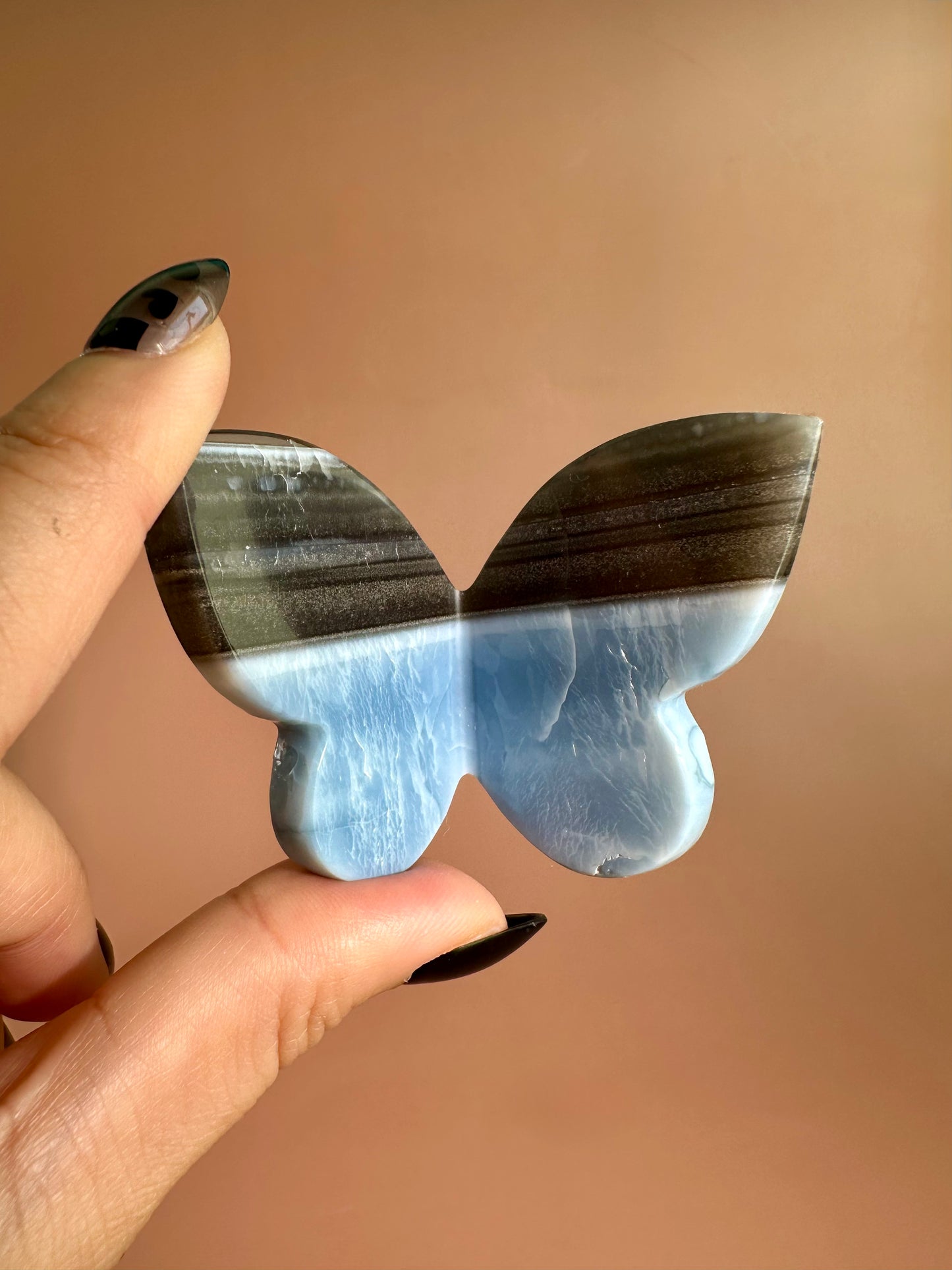 Blue Opal 3D Butterfly Carving