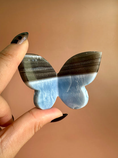 Blue Opal 3D Butterfly Carving
