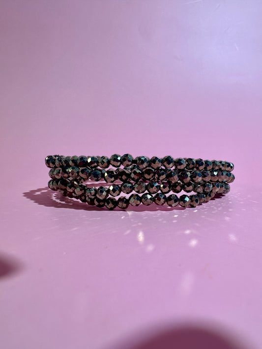 3mm Faceted Pyrite Bracelet | Abundance & Confidence Energy