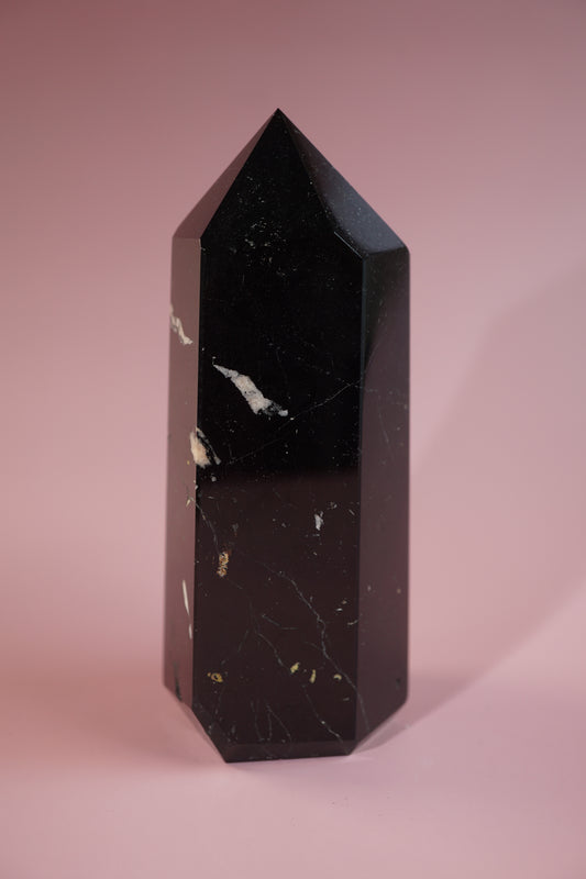 Polished Black Tourmaline Tower – Option  A