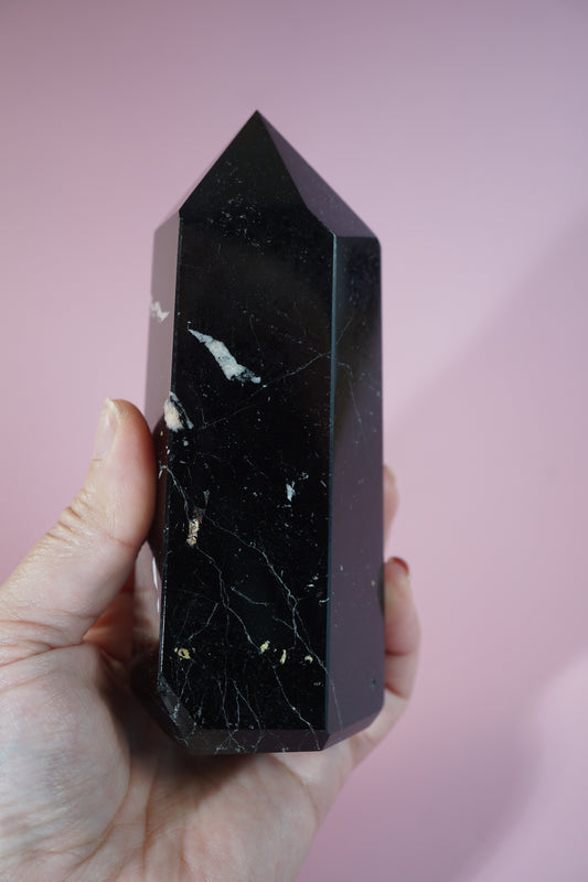 Polished Black Tourmaline Tower – Option  A