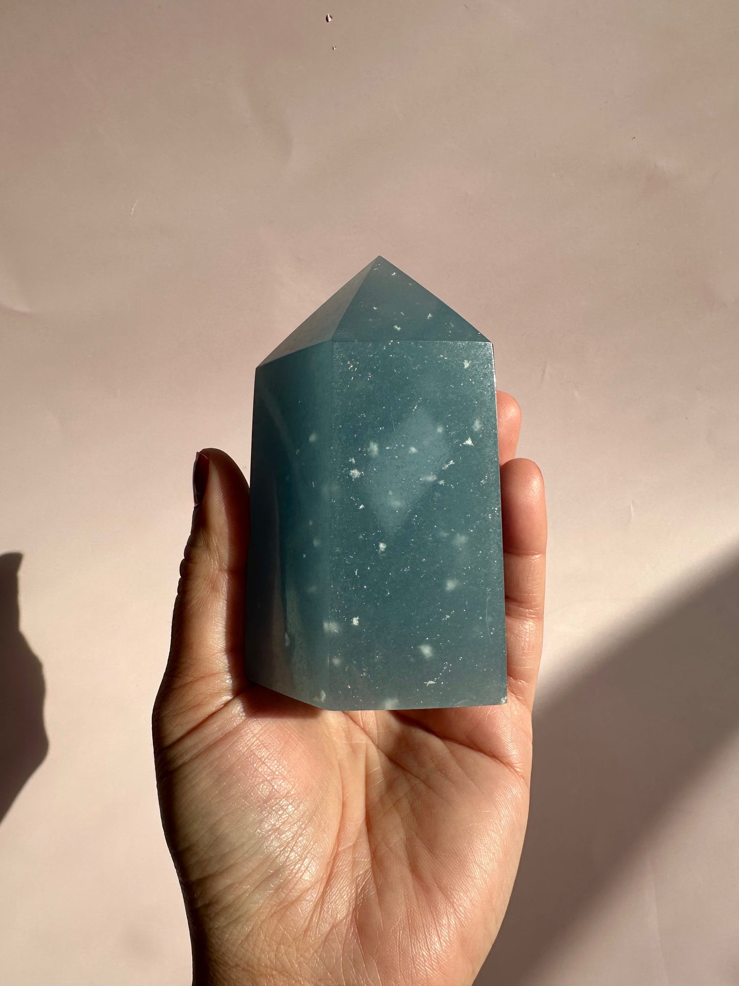 Large Peruvian Snowflake Angelite Tower - D