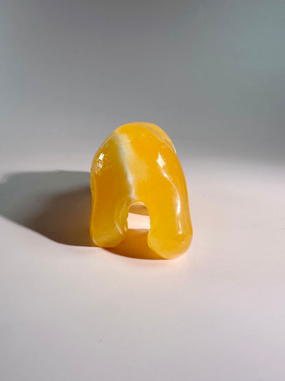 Orange Calcite Bear Carving