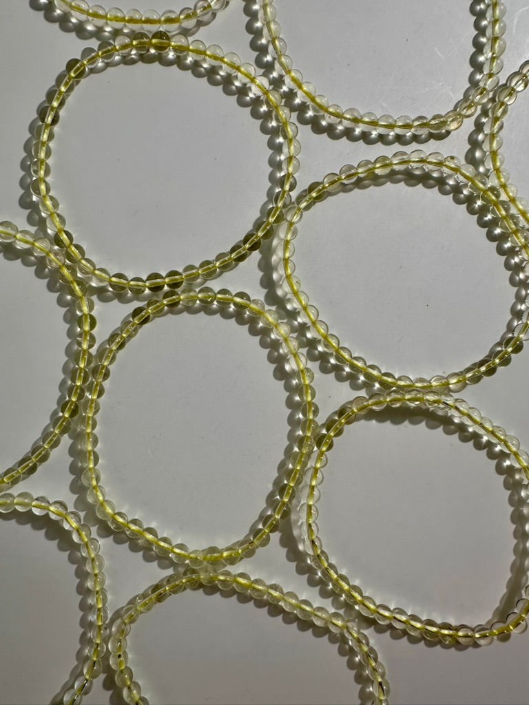 4mm Citrine Beaded Bracelet | Dainty Yellow Crystal Jewelry
