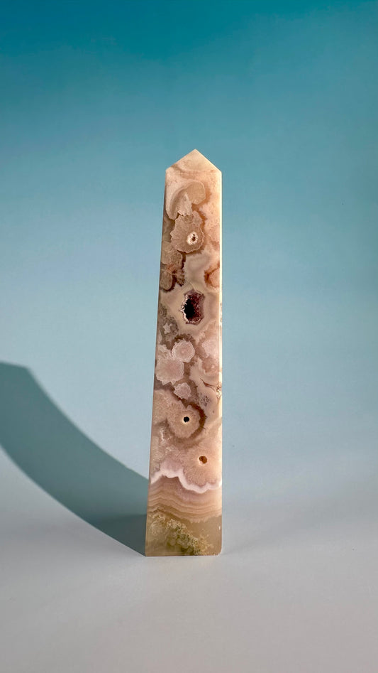 Druzy Flower Agate Obelisk – Option G