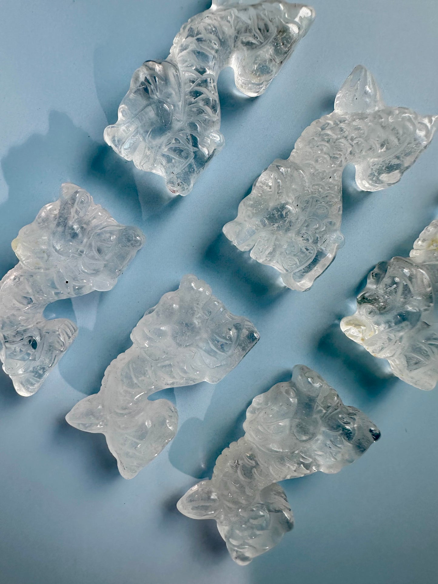 Clear Quartz Chinese Long Dragon Carving Talisman