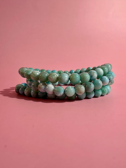 6mm Larimar Beaded Bracelet | Blue Gemstone Jewelry