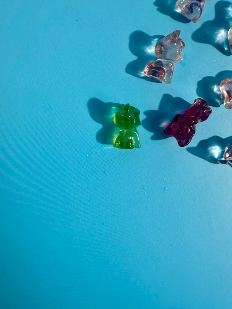 Mini Rainbow Fluorite Luna Cat | Crystal Carving