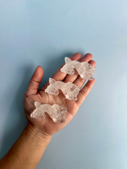 Clear Quartz Chinese Long Dragon Carving Talisman