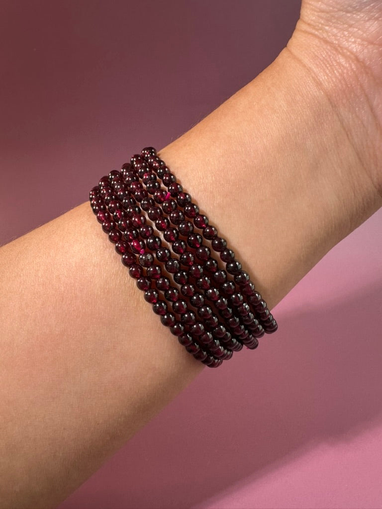 4 mm Garnet Beaded Bracelet