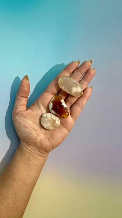 Flower Agate Mini Irregular Flat Palm