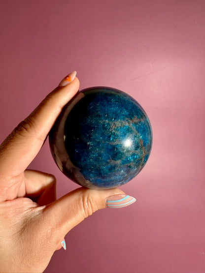 Blue Apatite Sphere – Option C | Collector Crystal, Intuition & Personal Growth