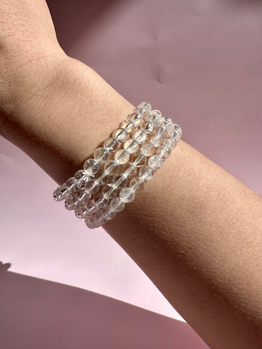 6mm Lemurian Clear Quartz Bracelet