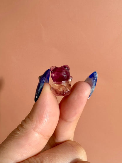 Mini Rainbow Fluorite Lucky Cat | Crystal Carving