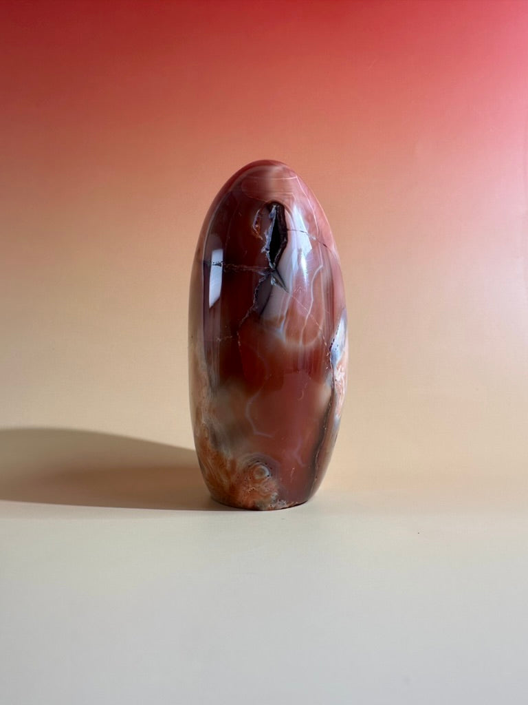 Carnelian Orca Agate Standing Freeform – Option F | Confidence, Creativity & Statement Crystal