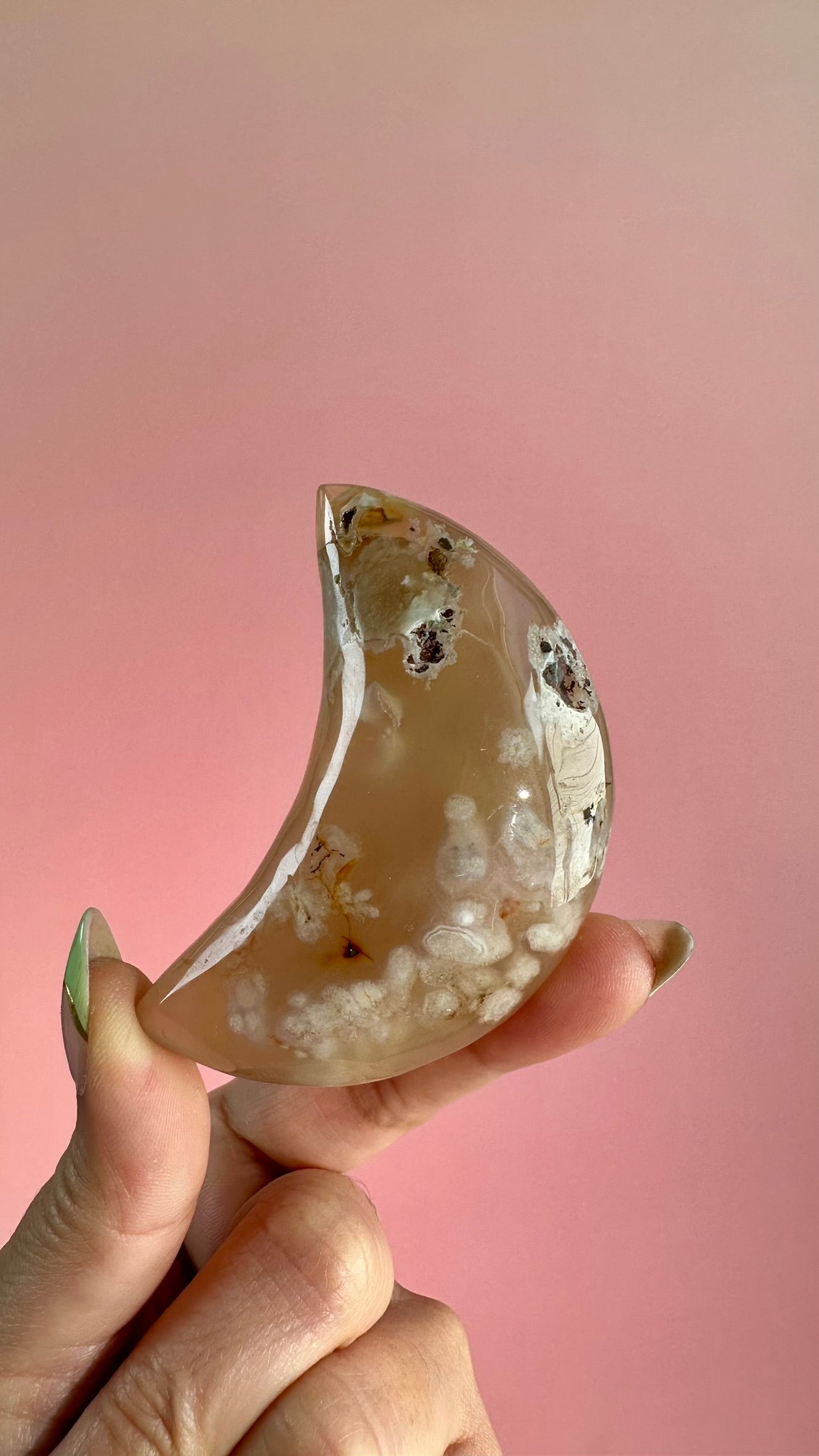 Flower Agate Crescent Moon – Option G