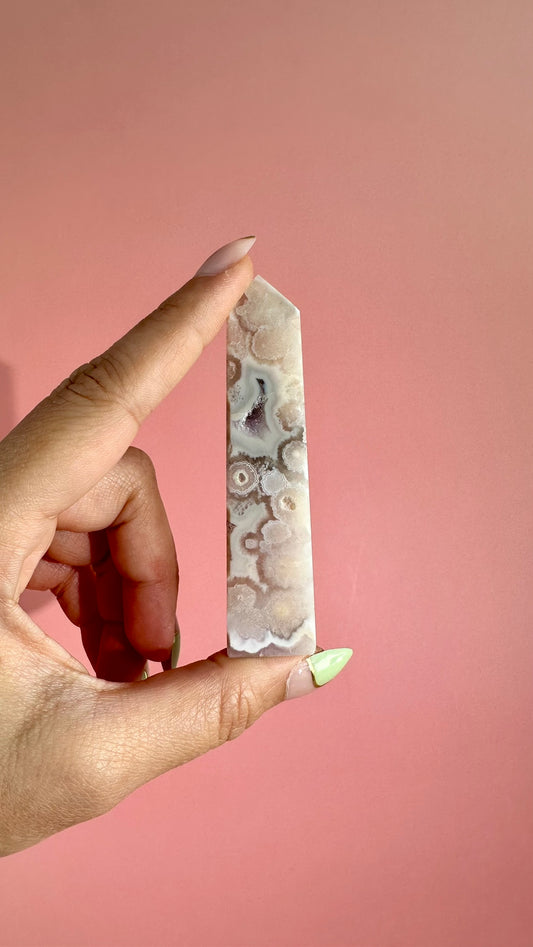 Druzy Flower Agate Obelisk – Option D