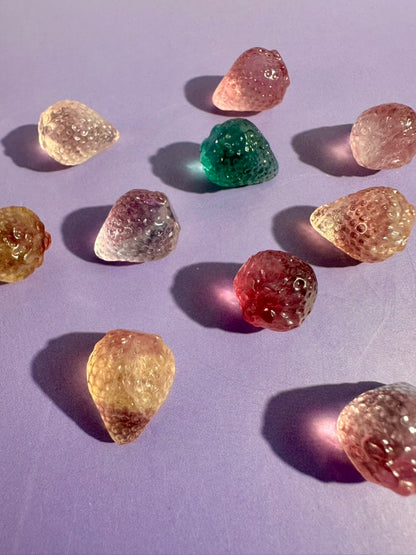 Mini Rainbow Fluorite Strawberry | Crystal Carving