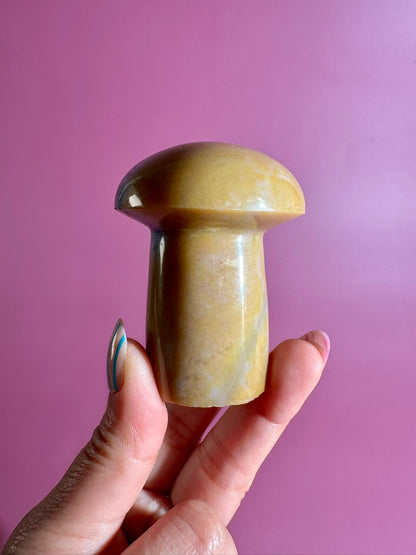 Sea Jasper with Pyrite Inclusion Mushroom – Option I | One-of-a-Kind Polished Crystal Carving