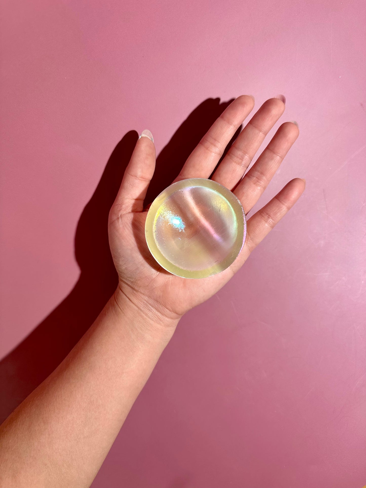 Small Round Aura Satin Spar (Selenite) Bowl | Intuitively Chosen Peace & Cleansing Energy