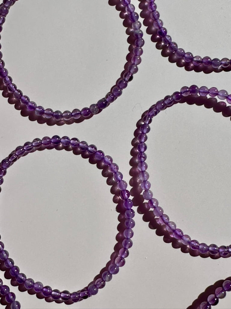 4mm Amethyst Beaded Bracelet
