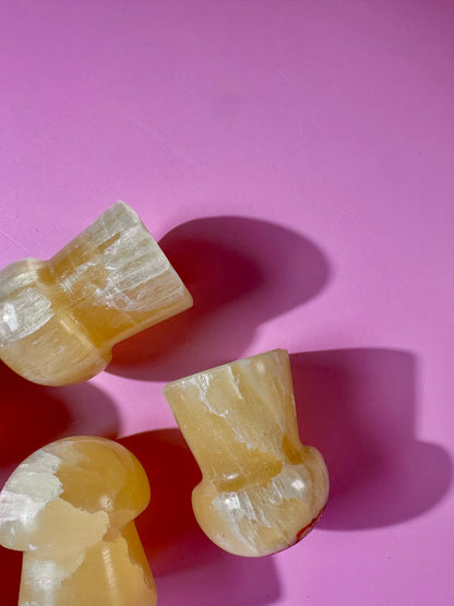 Lemon Calcite Mushroom Carving | Intuitively Chosen Happiness, Clarity & Confidence Energy