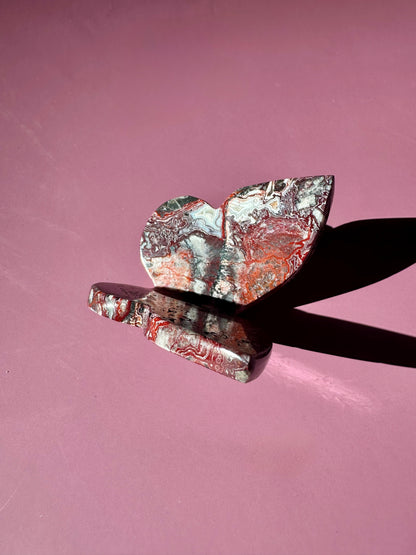 Red Crazy Lace Agate 3D Butterfly Carving