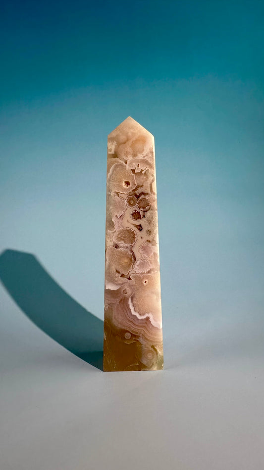 Druzy Flower Agate Obelisk – Option G