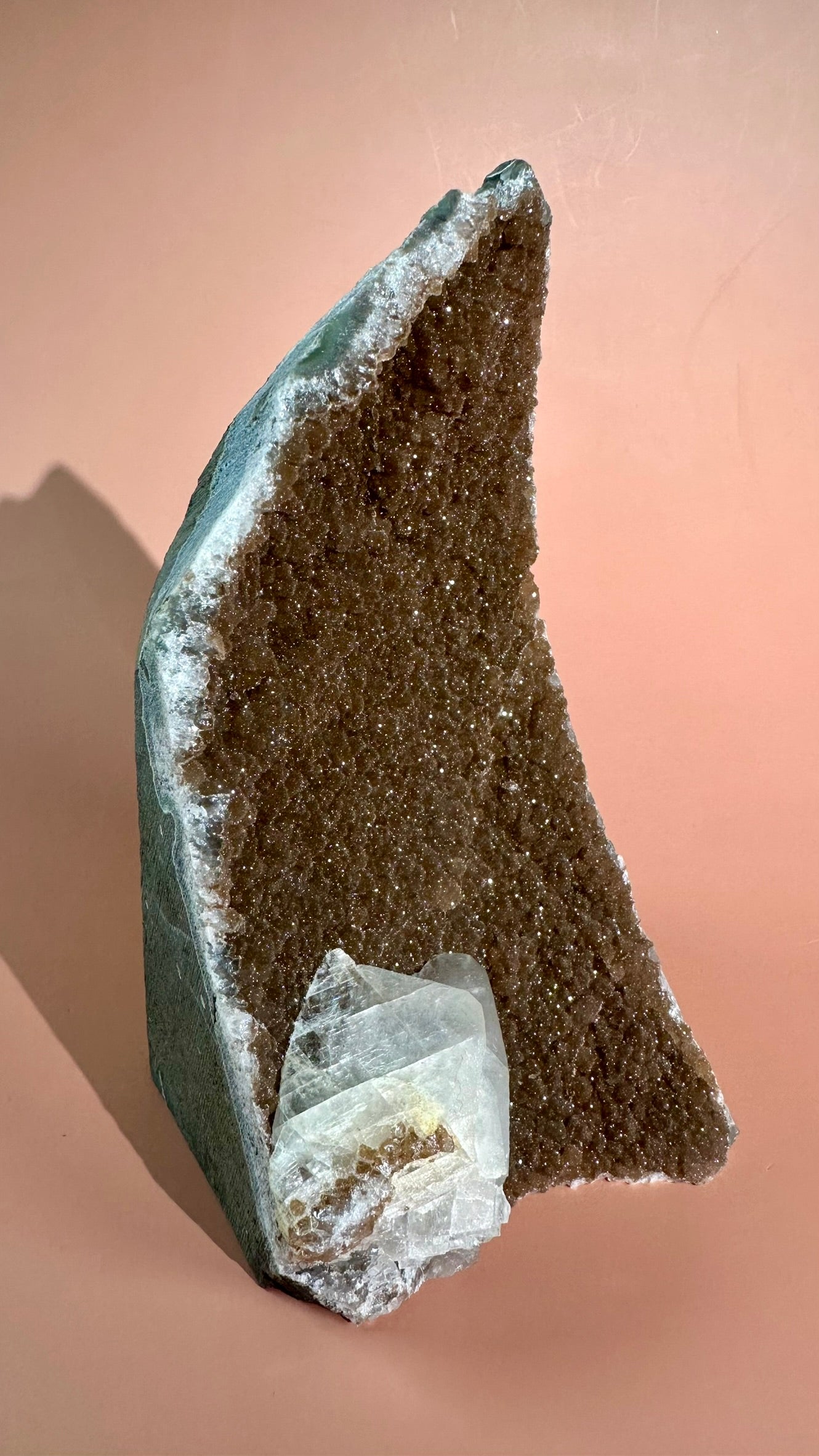 Rainbow Amethyst Cut Base with Calcite