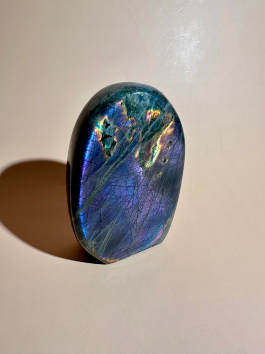 Large Purple Flash Labradorite Standing  Freeform – Option O