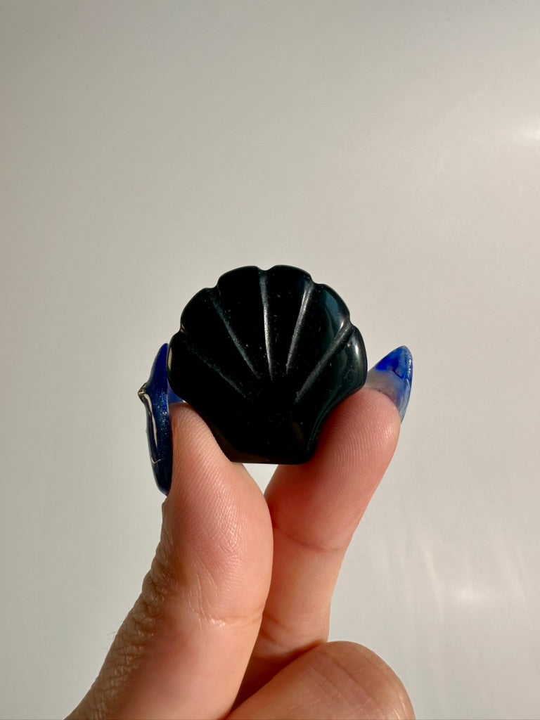 Small Black Obsidian Shell | Crystal Carving